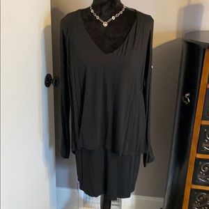 Black V-neck layered dress